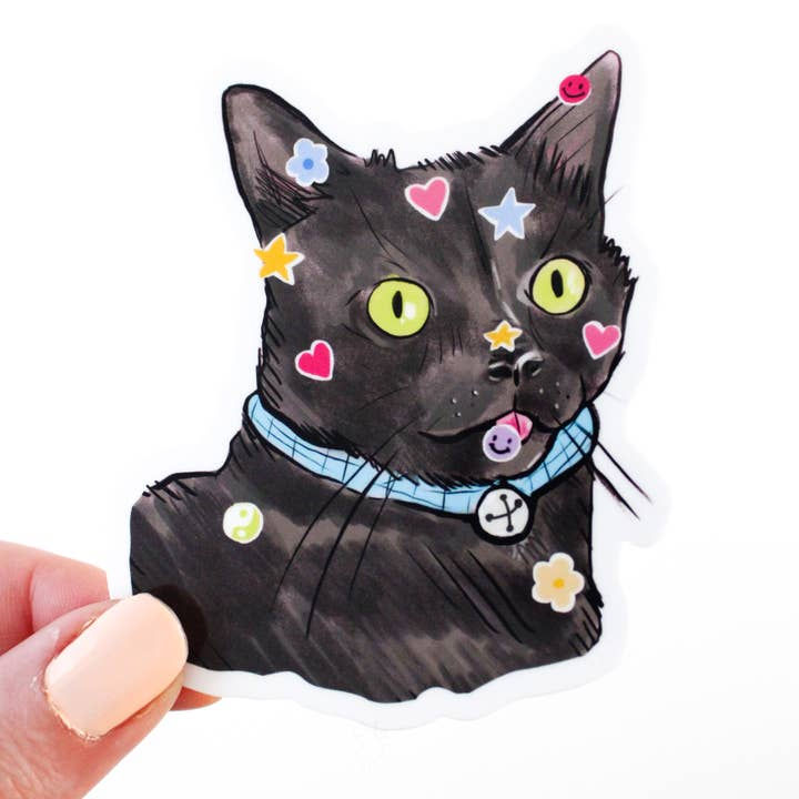 Thumbnail: Sticky Black Cat Sticker By Amy Hartelust