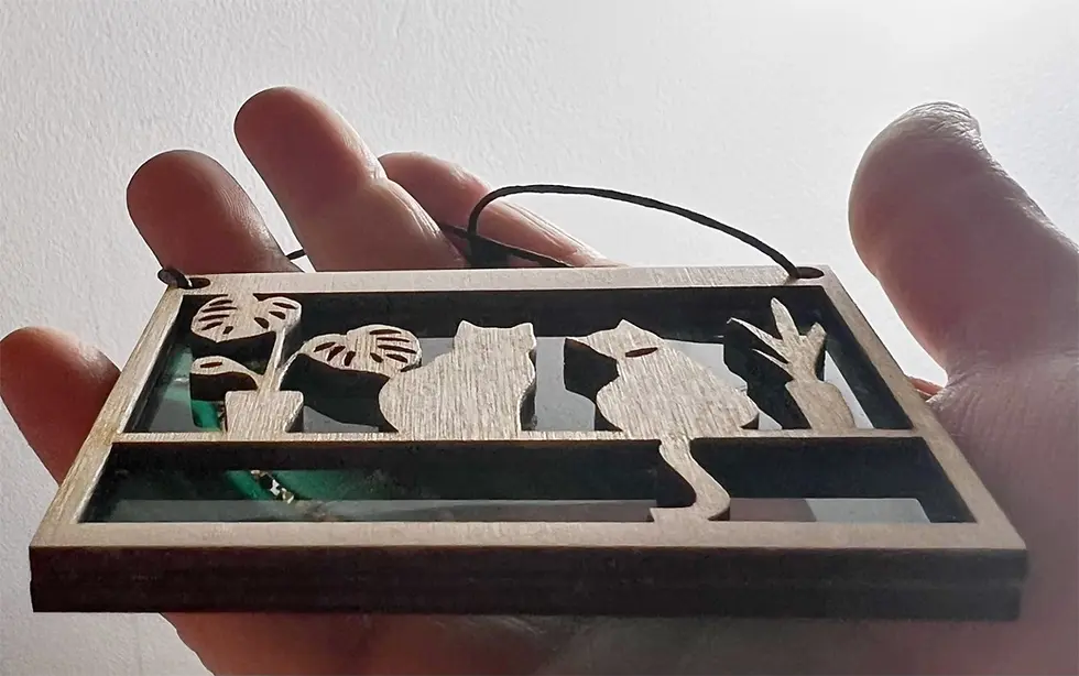 Thumbnail: Cats And Plants Ornament Suncatcher Natural  Squirrel Tacos Papercuts