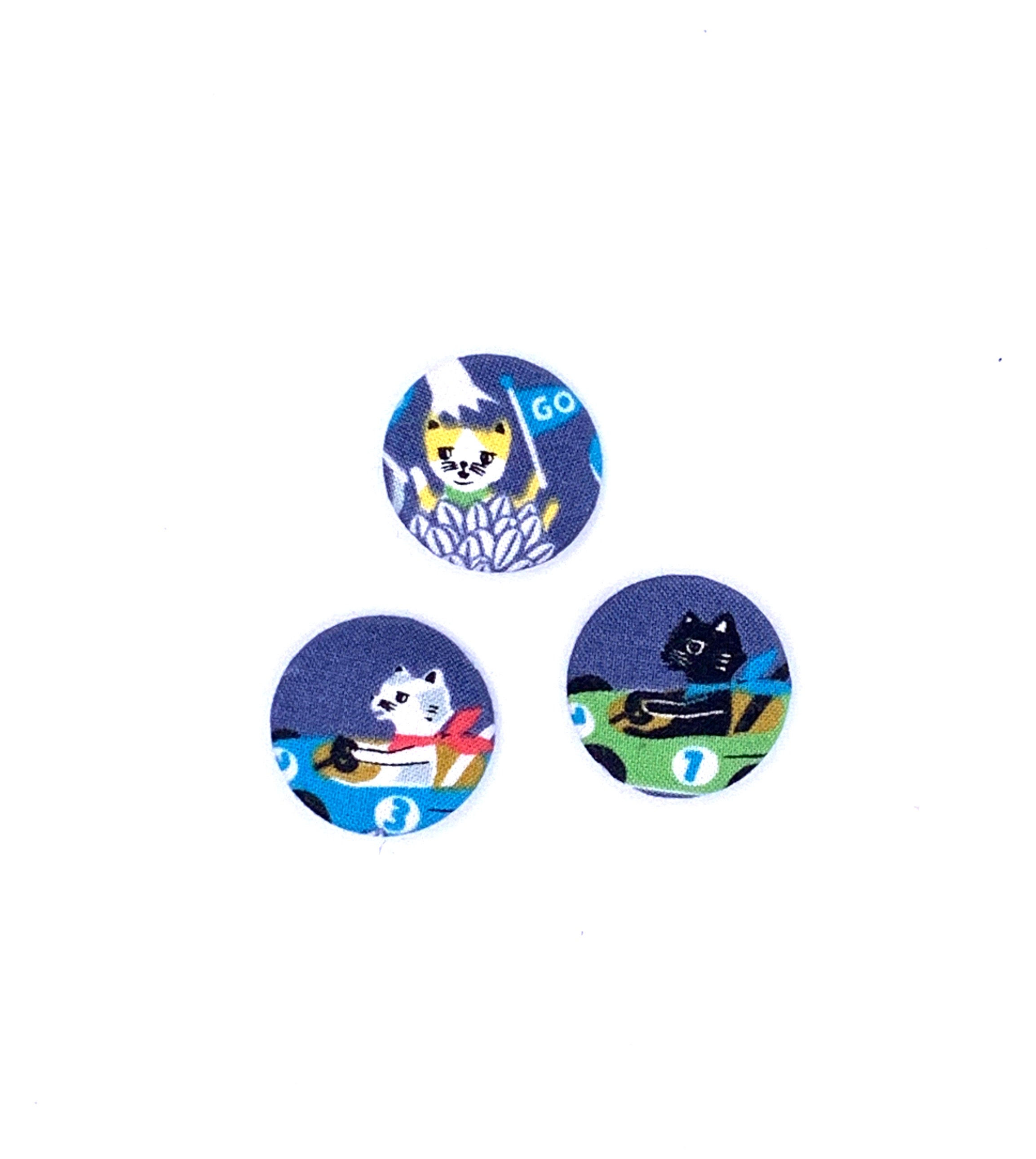 Racing Cats Fabric Buttons