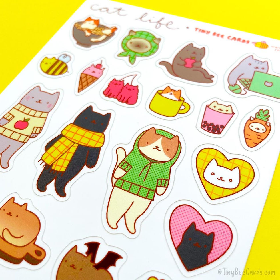 Thumbnail: Cat Life Vinyl Sticker Sheet By Tiny Bee Cards