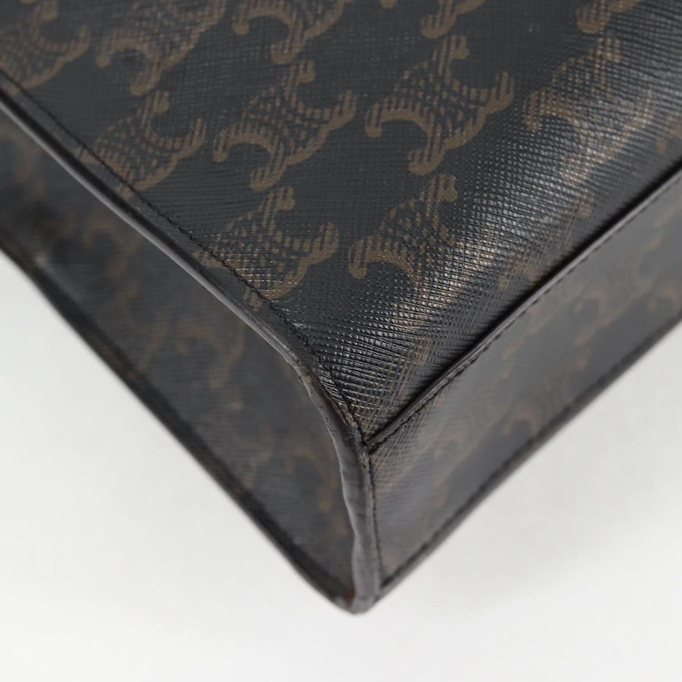 Thumbnail: CELINE Triomphe Canvas Vertical Cabas Small Bag PVC 2way Black Gold Tote