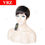 Thumbnail: Short Pixie None Lace Human Hair Wigs With Bangs Virgin Brazilian Glueless