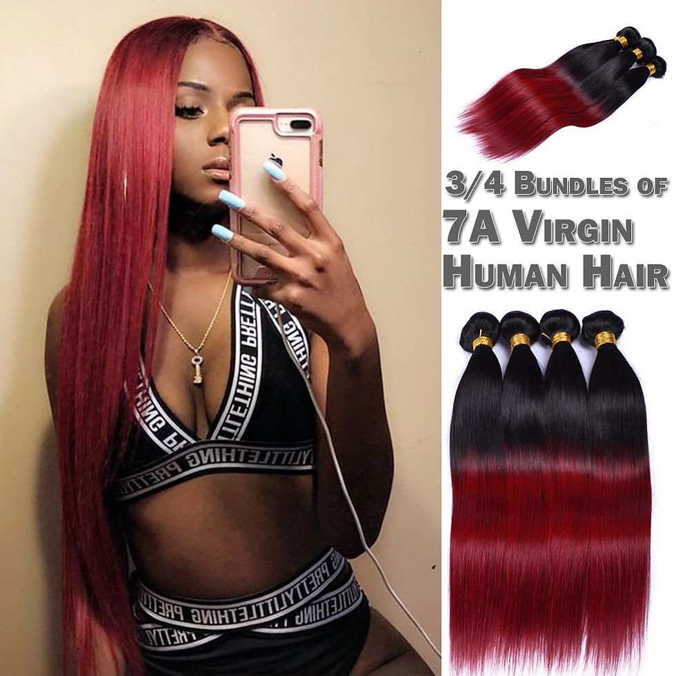 1 POUND BURGUNDY 3 Bundles Straight Hair Bundles With Closure Color