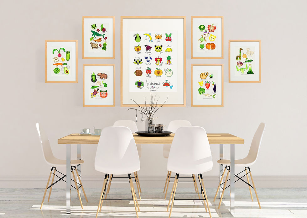 Thumbnail: Vegetimals Giclee Print (A4) ButternutSloth & friends