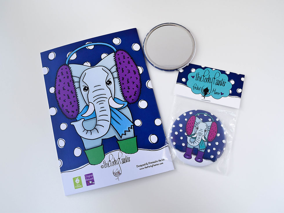 Thumbnail: Elephant Pocket Mirror + Free Small Cotton Drawstring Bag