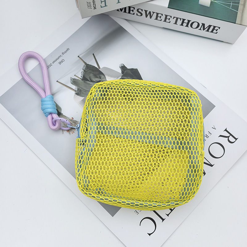 Miniatura: Ready Stock Dopamine Grid Tofu Bag Storage Bag Portable Coin Purse Mesh Small Co