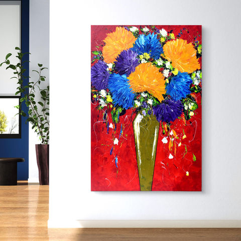 tableau fleurs colorées contemporain artiste peintre québécoise Karina Kelly galerie Beauchamp artiste peintre florale et abstrait