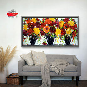 tableau fleurs colorées contemporain artiste peintre québécoise Karina Kelly galerie Beauchamp artiste peintre florale