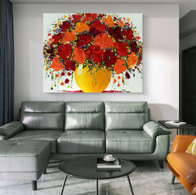 tableau fleurs colorées contemporain artiste peintre québécoise Karina Kelly galerie Beauchamp artiste peintre florale