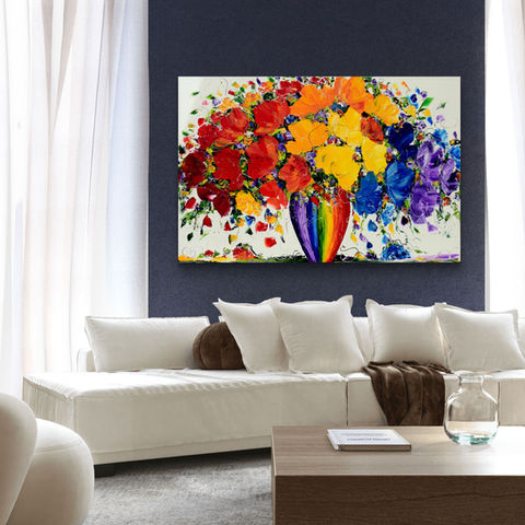 tableau fleurs colorées contemporain artiste peintre québécoise Karina Kelly galerie Beauchamp artiste peintre florale