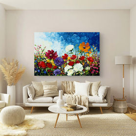 tableau fleurs colorées contemporain artiste peintre québécoise Karina Kelly galerie Beauchamp artiste peintre florale