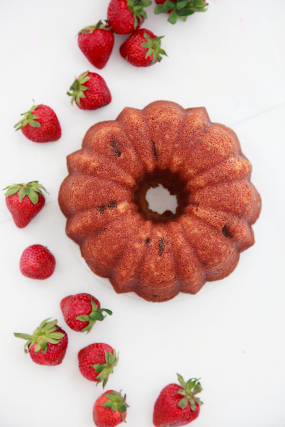 Large Strawberry Rum Cake top view
