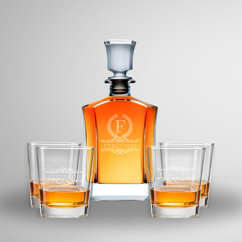 Thumbnail: Etched Decanter & Glass Set