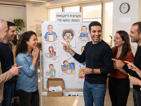 פעילות יצירתית, משחררת ומלאת הומור, הבוחנת כיצד חברי הצוות רואים זה את זה ואת עצמם. המשתתפים נדרשים לצייר דיוקן עצמי או קריקטורה הומוריסטית של חבר צוות אחר (לפי הגרלה או בחירה חופשית), תוך הדגשת מאפיינים ויזואליים, תחביבים, מנהגים מוכרים או ג'סטות טיפוסיות משגרת העבודה.