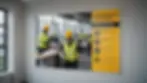 Wide angle view of a workplace safety poster on a wall