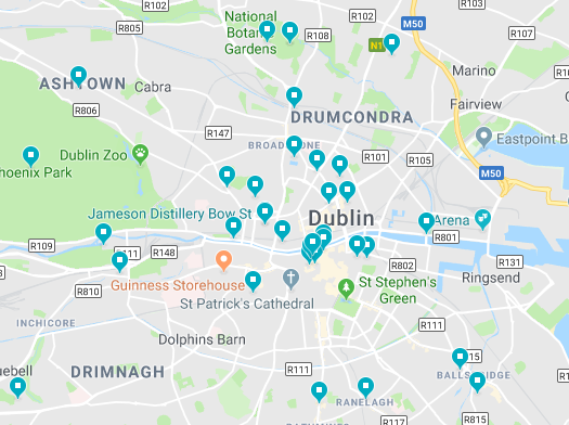 Google maps screenshot of Dublin