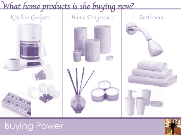 What home products does she buy now?