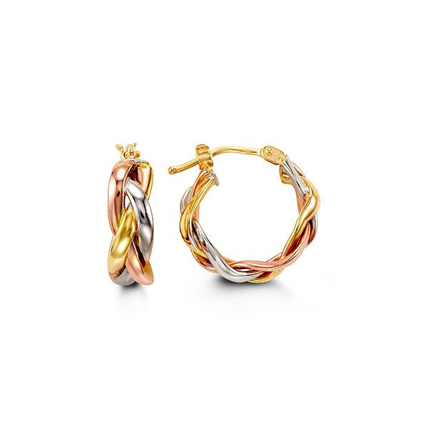 Tri color gold hoop earrings