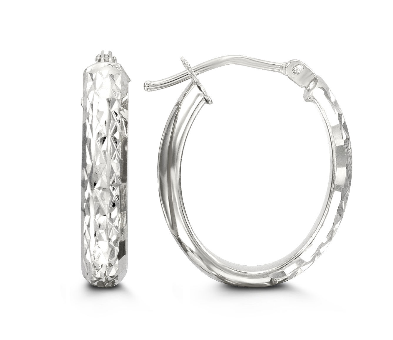 White gold hoop earrings