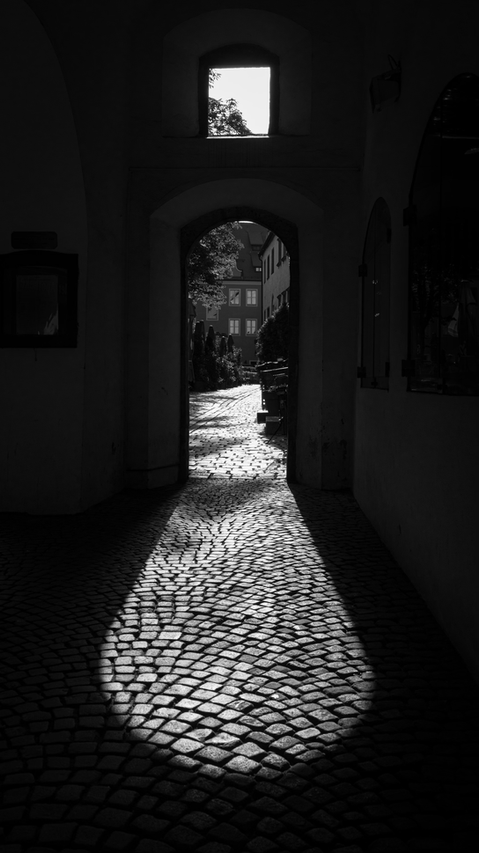 black and white, contrasty fine art photograph of an Auckland street scene