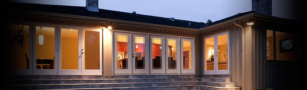 A series of glass windows in a house