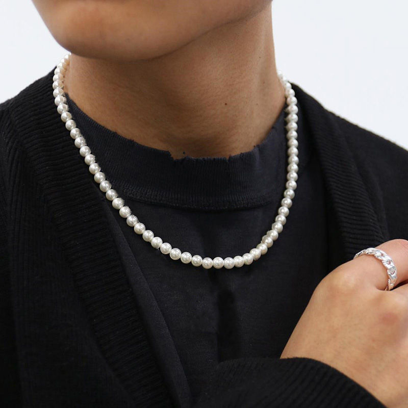 Thumbnail: Classic White Pearl Choker Necklace for Women & Men, Elegant Vintage Jewelry