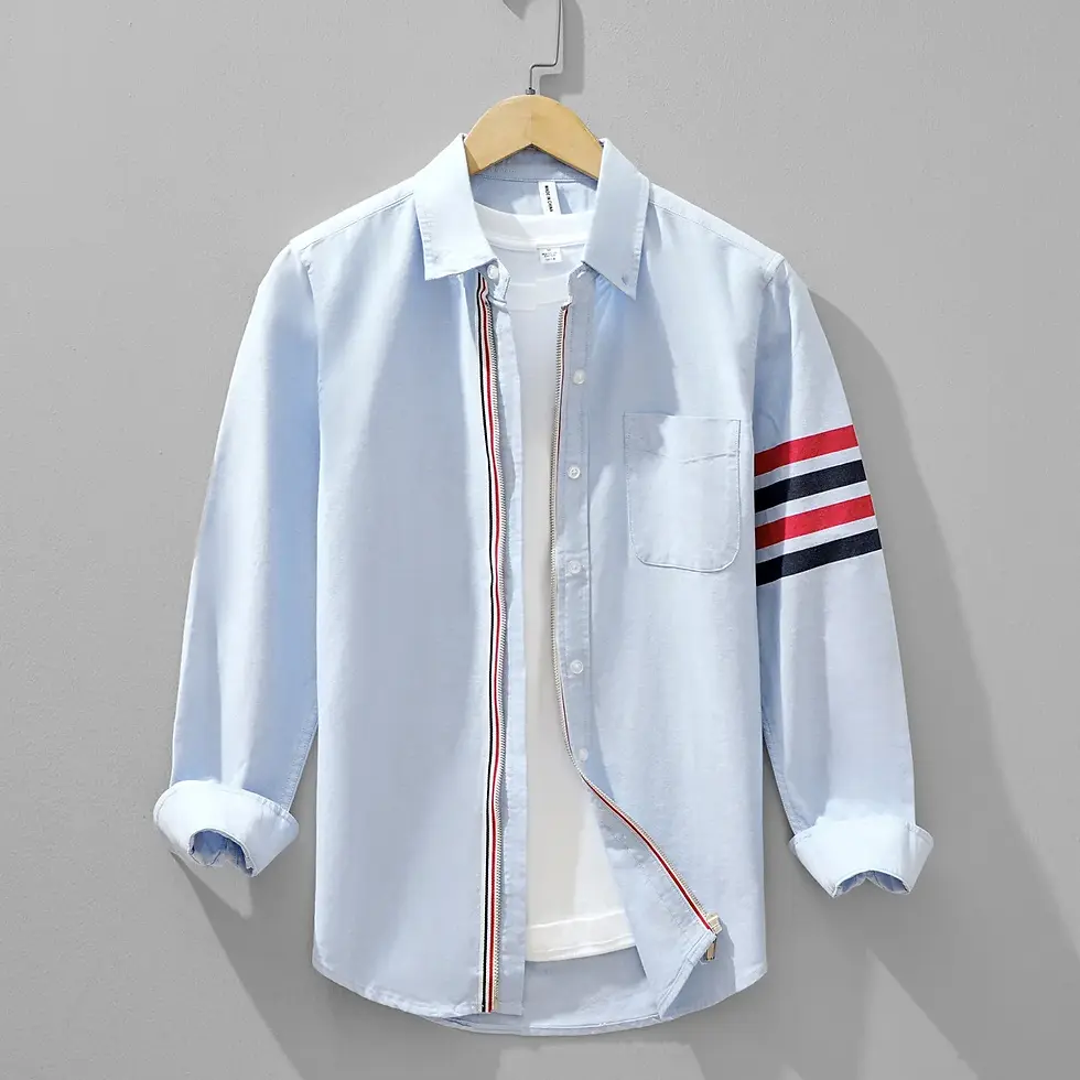 Thumbnail: Men’s Retro Striped Long Sleeve Shirt, Casual Korean Style Spring Autumn