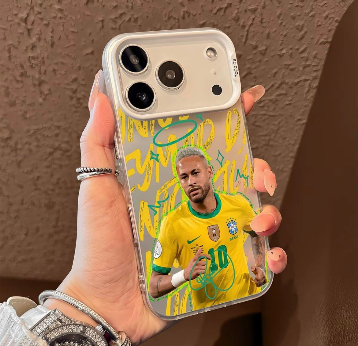 Capa Premium Neymar Jr. 10, Design Exclusivo com Assinatura e Estilo Brasileiro,