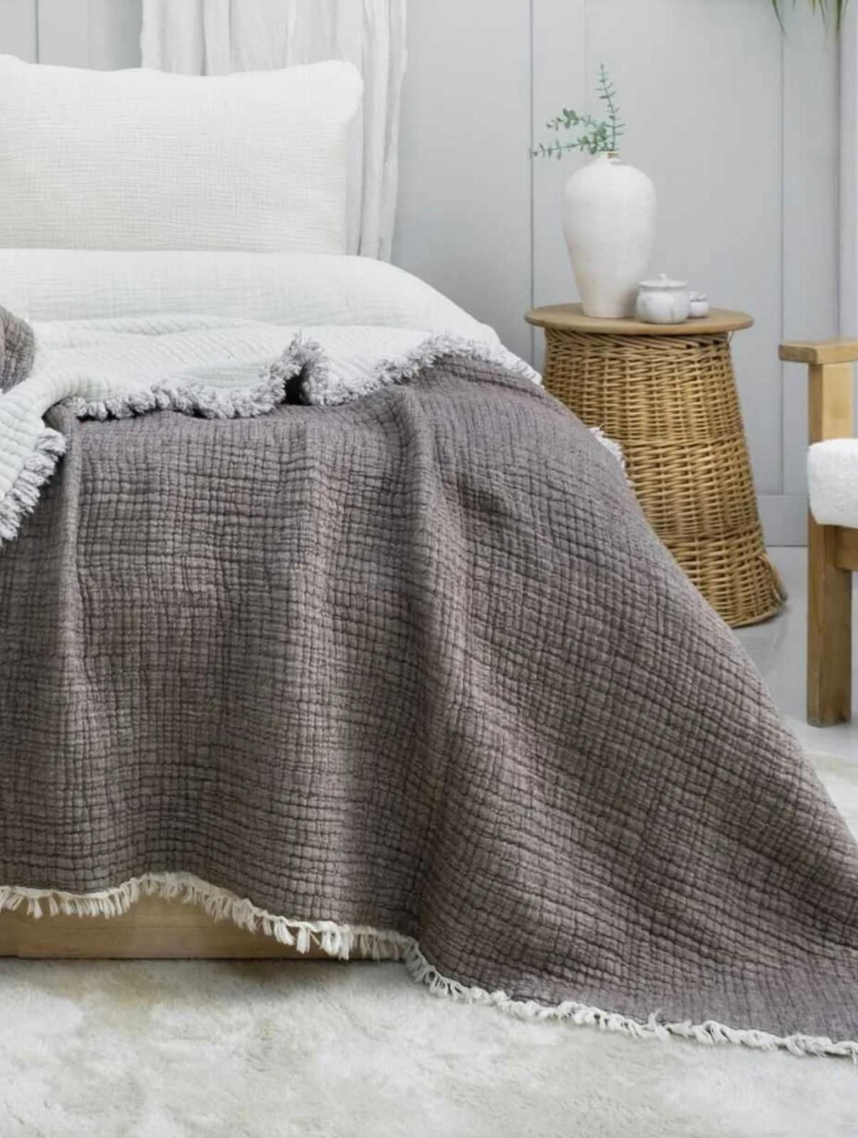 Musselin Decke mocca/creme