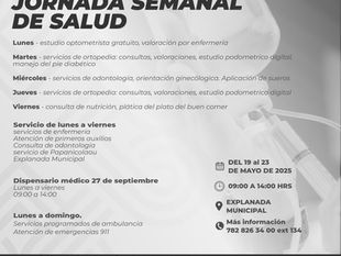 Servicios médicos continúan atendiéndose en la explanada del Palacio Municipal de Poza Rica.