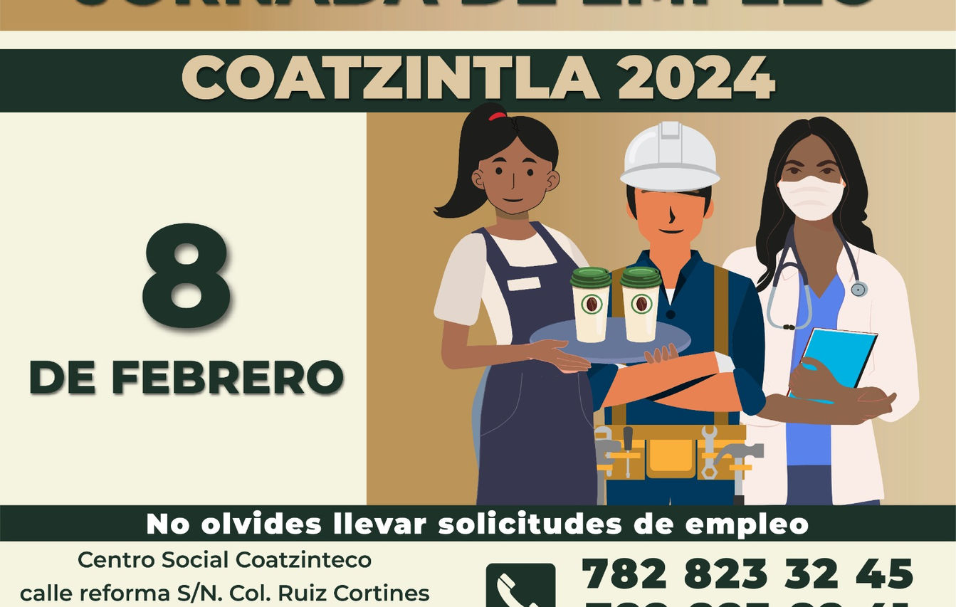 Ofertarán 200 vacantes de trabajo en el municipio de Coatzintla.