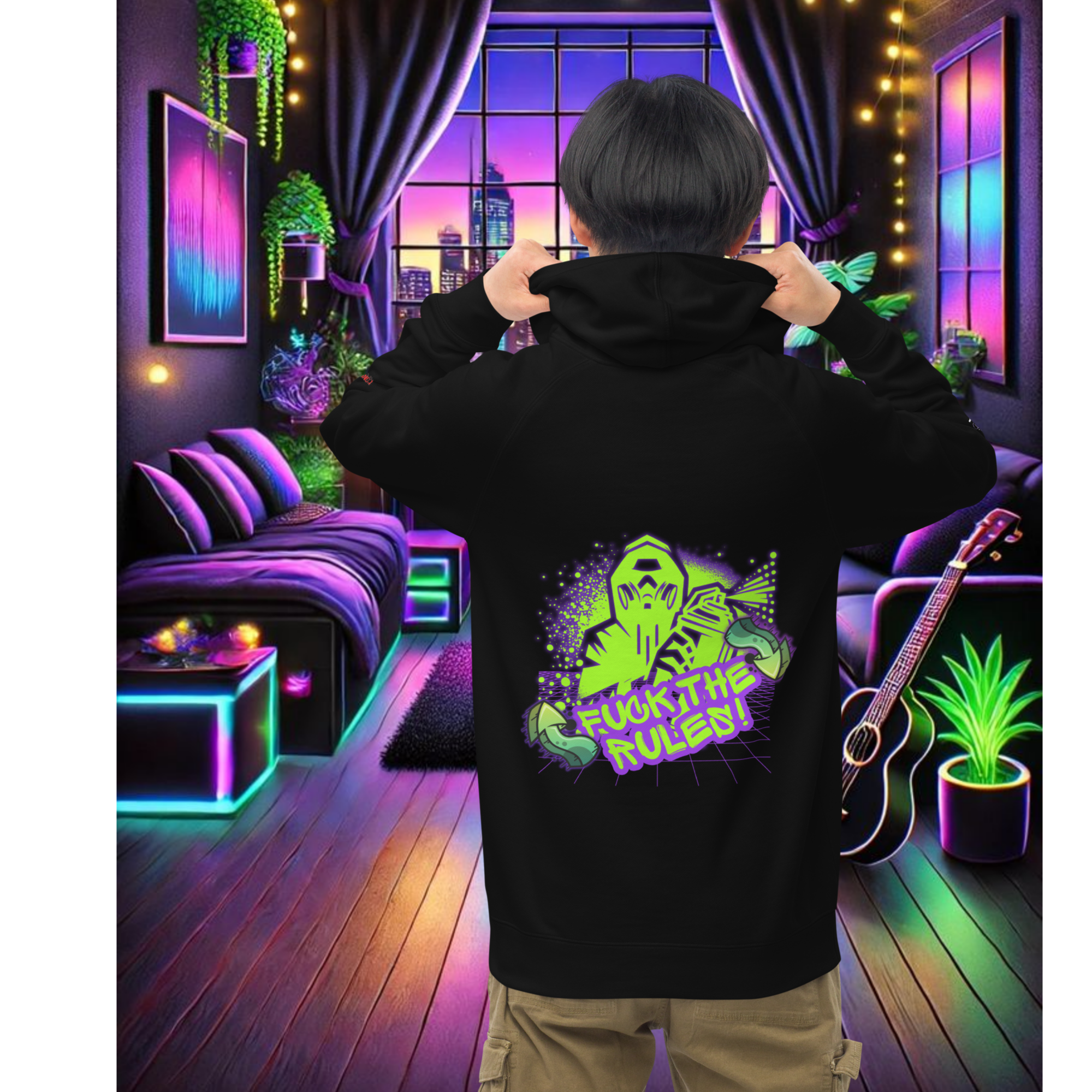 No F*cks Given Neon Rebel Hoodie