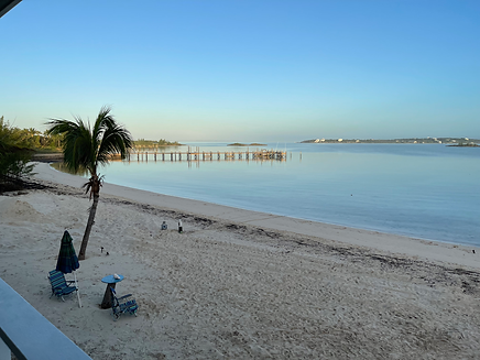 View of beach and cove.
