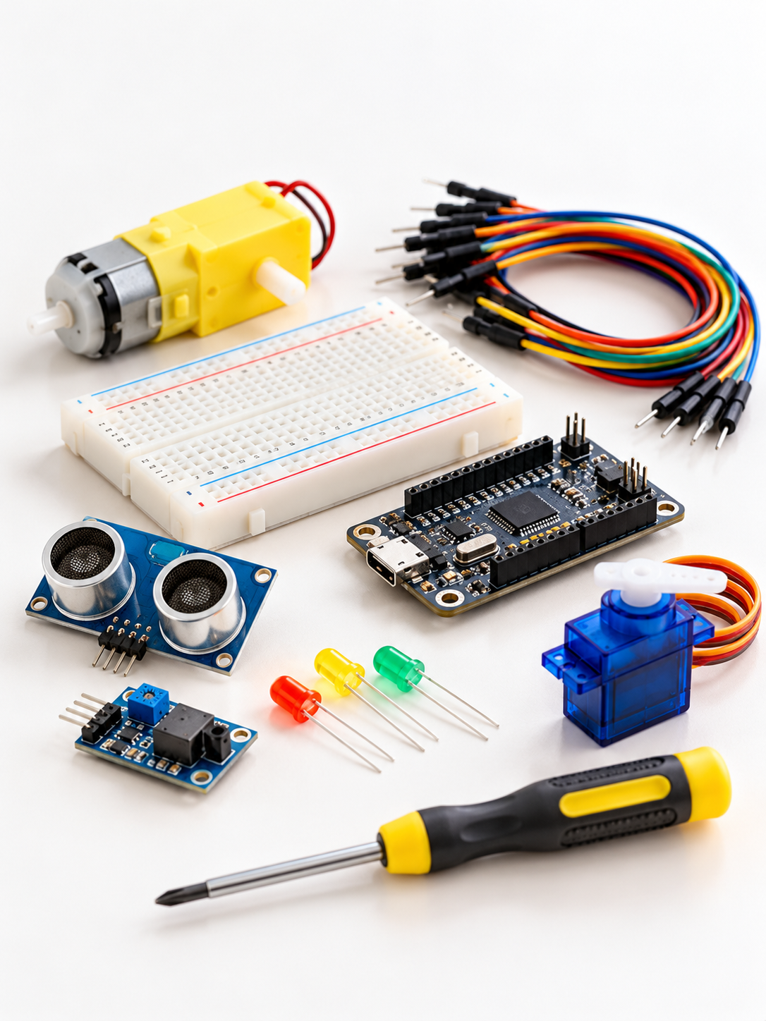 Illustrative electronics kit and development components