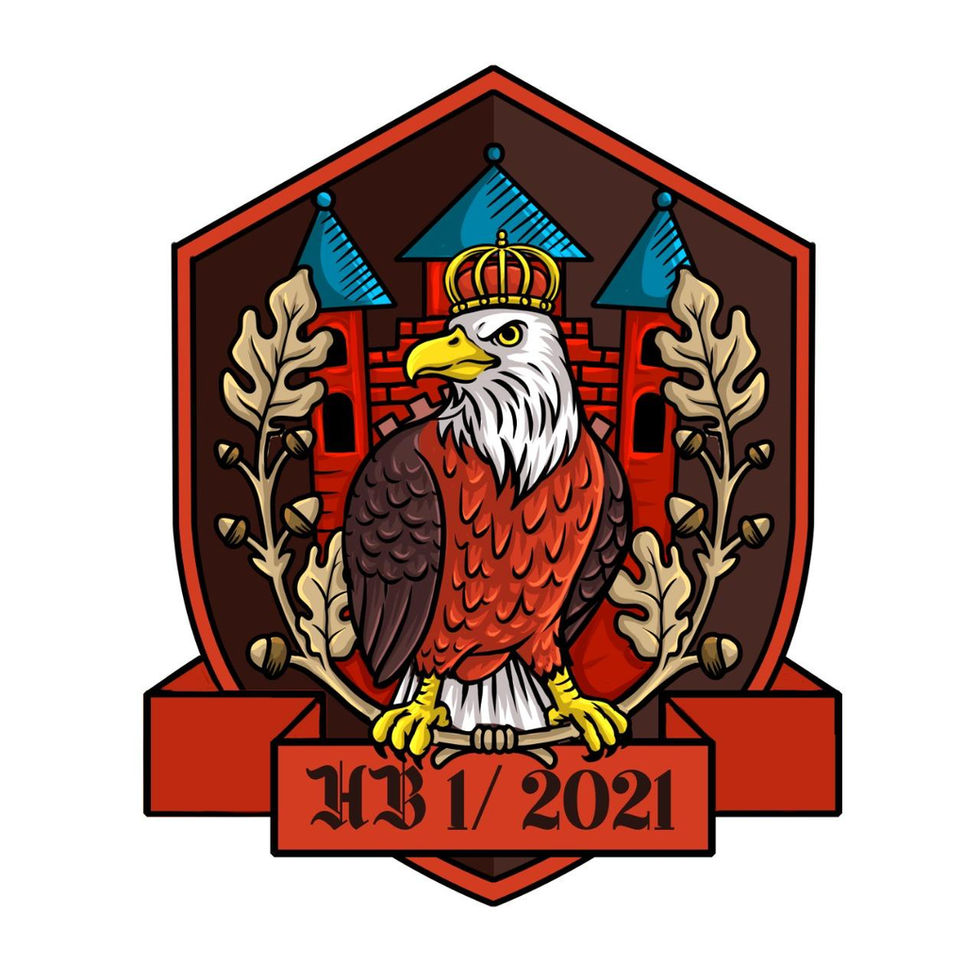 Patch Feuerwehr Brandenburg – gekrönter Adler vor roter Mauer mit Türmen, Eichenlaub, Aufschrift HB 1/2021, Ausbildungsklasse Land Brandenburg.