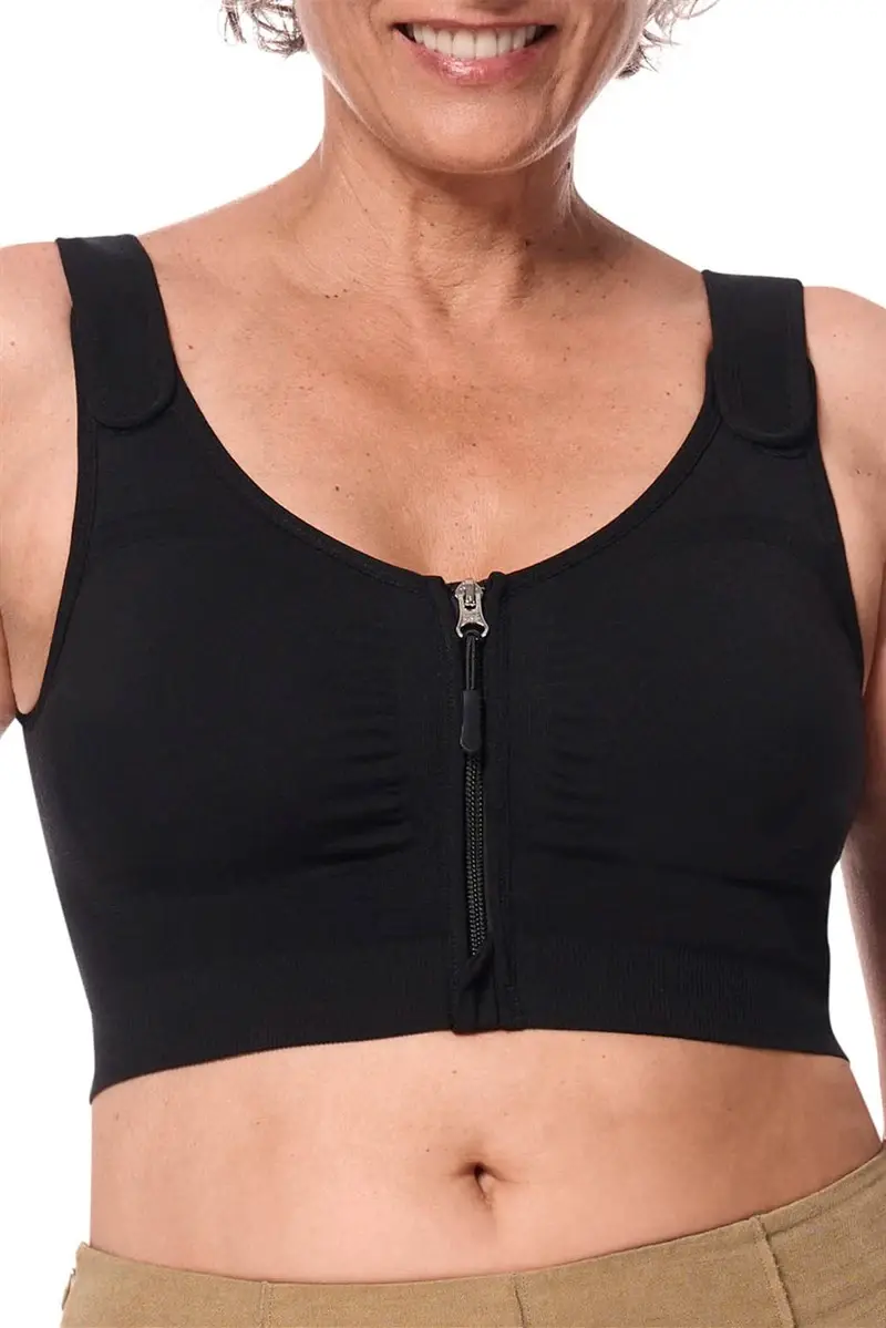 Thumbnail: Amoena Leyla Mastectomy Compression 15-17 mmHg Front Zip Bra