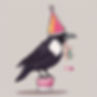 raven with a birthday hat on.jpg