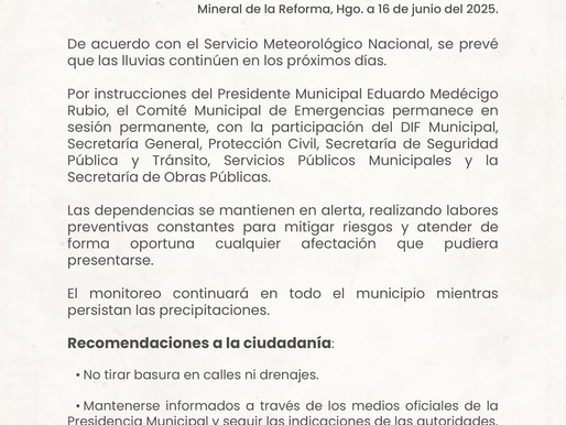 📢 Ayuntamiento de Mineral de la Reforma informa: