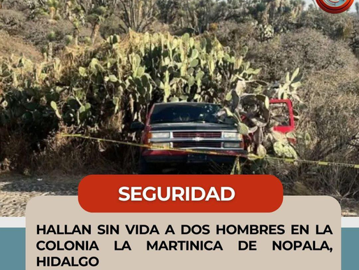 HALLAN SIN VIDA A DOS HOMBRES EN LA COLONIA LA MARTINICA EN NOPALA, HIDALGO
