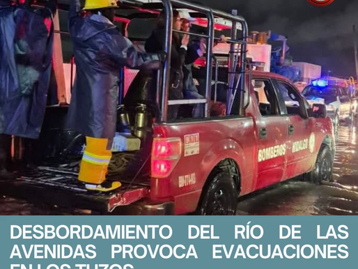 ⚠️𝐀𝐕𝐈𝐒𝐎 𝐔𝐑𝐆𝐄𝐍𝐓𝐄 – 𝐏𝐎𝐑 𝐓𝐔 𝐒𝐄𝐆𝐔𝐑𝐈𝐃𝐀𝐃⚠️ DESBORDAMIENTO DEL RÍO DE LAS AVENIDAS PROVOCA EVACUACIONES EN LOS TUZOS