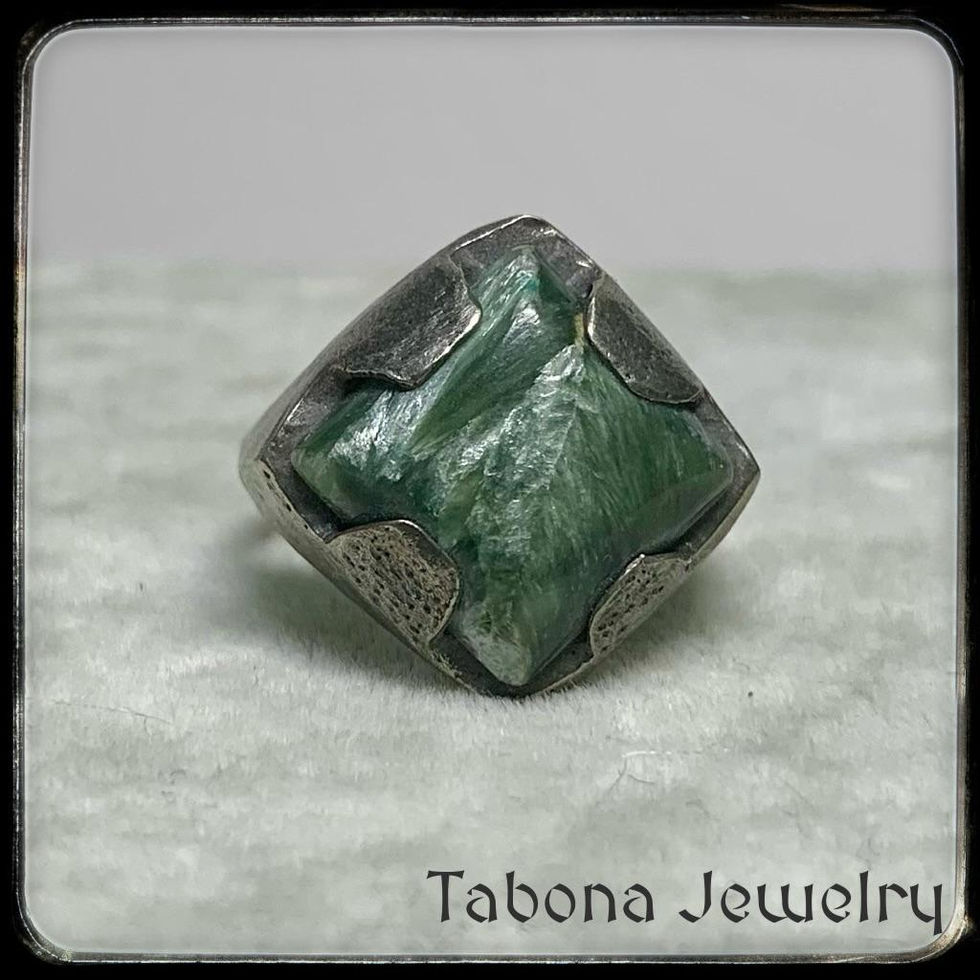 Sterling Silver Cast Ring with Seraphinite