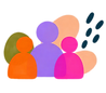 Stylized colorful silhouettes representing a diverse group