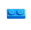 A single bright blue building block with two studs on top.