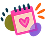 Colorful calendar illustration with a heart symbol