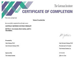 Certificate of completion. Gottman level 2