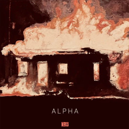 Oil painting by Royale Belleville depicting a burning house with raging fire.