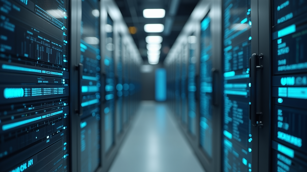 High angle view of a modern data management system