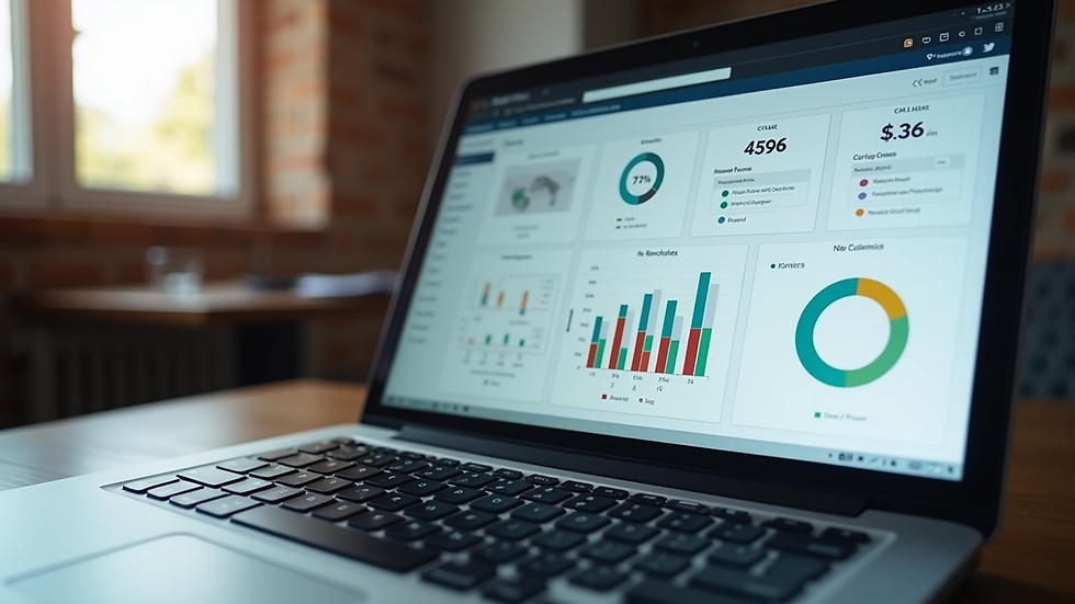 Close-up view of a laptop screen showing HR software dashboard