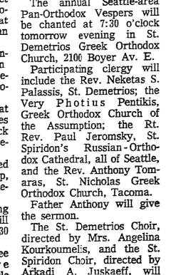 Seattle Times: Father Neketas Palassis Articles 1967-1968