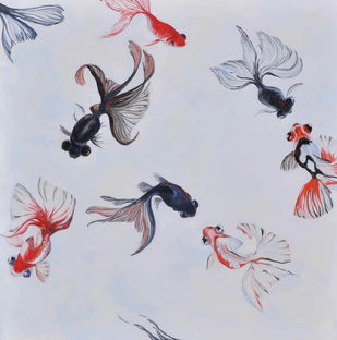Astrid Link fish oil painting on canvas Finally free (endlich frei)